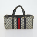 GUCCI GG Supreme Sherry Line Hand Bag PVC 2 Set Beige Navy Auth 158846-12