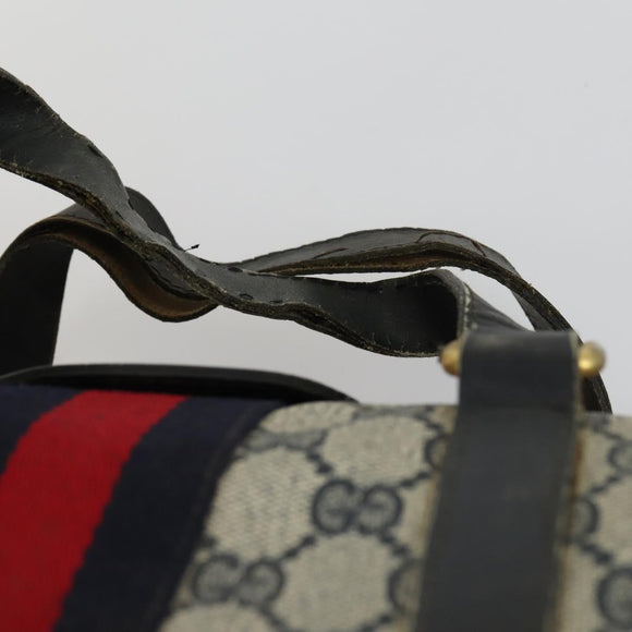 GUCCI GG Supreme Sherry Line Hand Bag PVC 2 Set Beige Navy Auth 158846