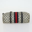 GUCCI GG Supreme Sherry Line Hand Bag PVC 2 Set Beige Navy Auth 158846-17