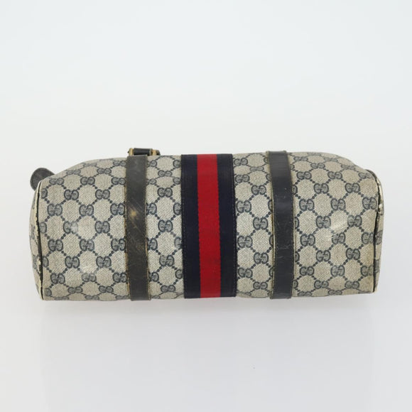 GUCCI GG Supreme Sherry Line Hand Bag PVC 2 Set Beige Navy Auth 158846