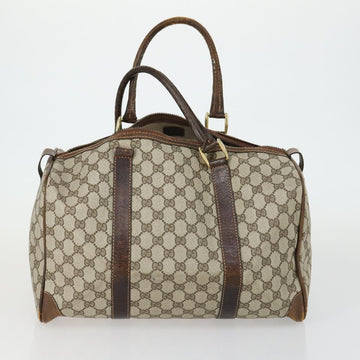 GUCCI GG Supreme Sherry Line Hand Bag PVC 2 Set Beige Navy Auth 158846 - 0