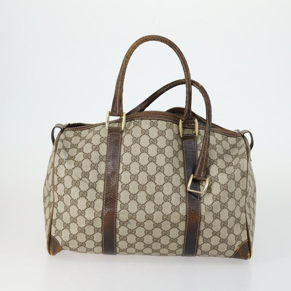 GUCCI GG Supreme Sherry Line Hand Bag PVC 2 Set Beige Navy Auth 158846