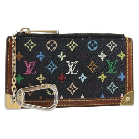 LOUIS VUITTON Multicolor Pochette Cles Coin Purse Black M13664 LV Auth 158853