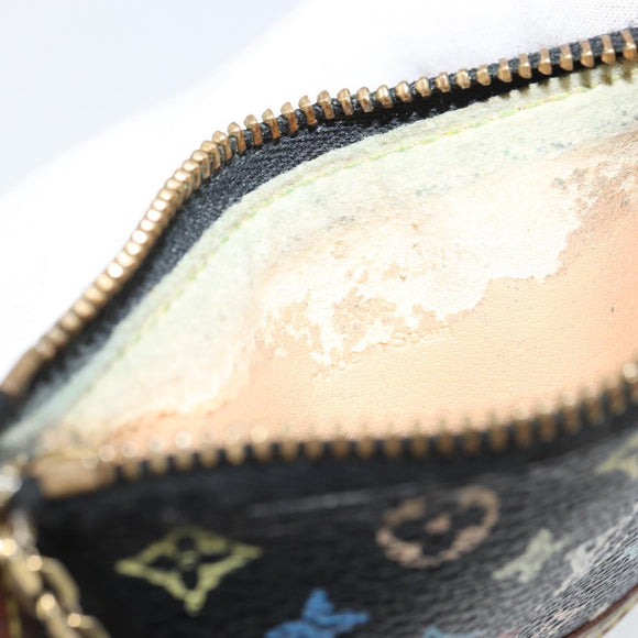 LOUIS VUITTON Multicolor Pochette Cles Coin Purse Black M13664 LV Auth 158853