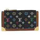 LOUIS VUITTON Multicolor Pochette Cles Coin Purse Black M13664 LV Auth 158853-13