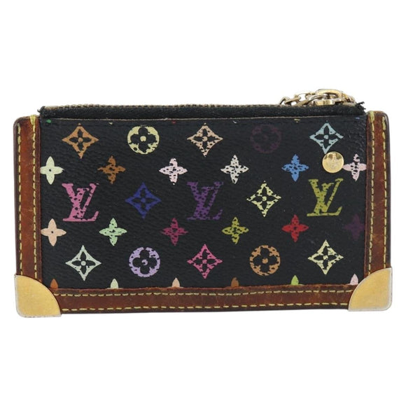 LOUIS VUITTON Multicolor Pochette Cles Coin Purse Black M13664 LV Auth 158853