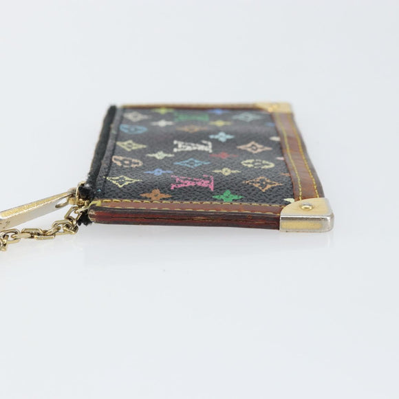 LOUIS VUITTON Multicolor Pochette Cles Coin Purse Black M13664 LV Auth 158853