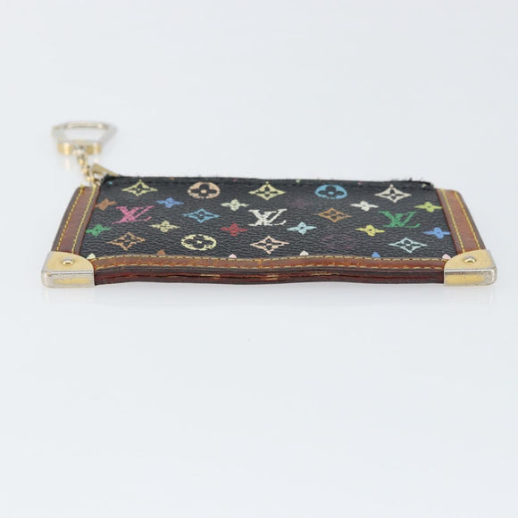 LOUIS VUITTON Multicolor Pochette Cles Coin Purse Black M13664 LV Auth 158853
