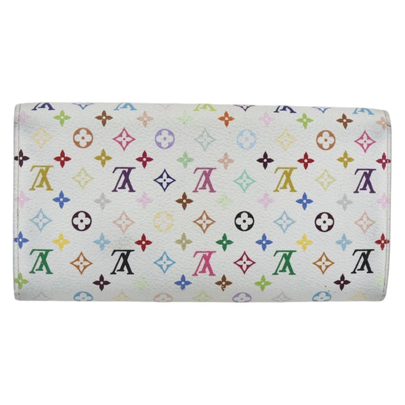 LOUIS VUITTON Multicolor Portefeuille Sarah Wallet White M93532 Auth 158855