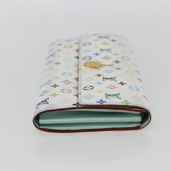 LOUIS VUITTON Multicolor Portefeuille Sarah Wallet White M93532 Auth 158855