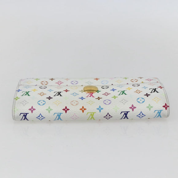 LOUIS VUITTON Multicolor Portefeuille Sarah Wallet White M93532 Auth 158855