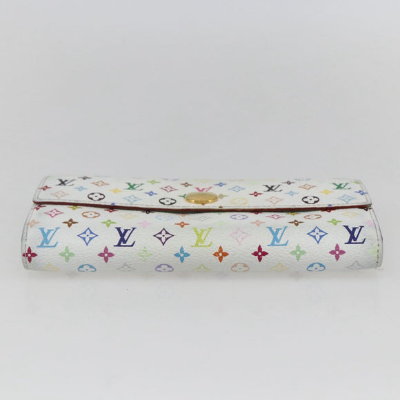 LOUIS VUITTON Multicolor Portefeuille Sarah Wallet White M93532 Auth 158855