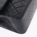 CHANEL Matelasse 25 Double Flap Chain Bag Lamb Skin Navy Gold CC Auth 158857SM-15