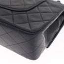 CHANEL Matelasse 25 Double Flap Chain Bag Lamb Skin Navy Gold CC Auth 158857SM-18