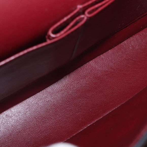 CHANEL Matelasse 25 Double Flap Chain Bag Lamb Skin Navy Gold CC Auth 158857SM