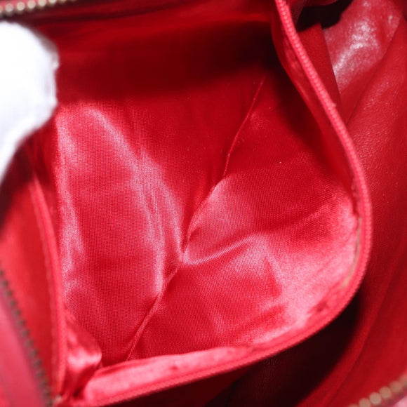 CHANEL Matelasse Chain Shoulder Bag Lamb Skin Red Gold CC Auth 158858