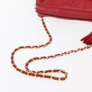 CHANEL Matelasse Chain Shoulder Bag Lamb Skin Red Gold CC Auth 158858-7