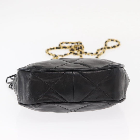 CHANEL Chain Matelasse Shoulder Bag Lamb Skin Black Gold CC Auth 158859V