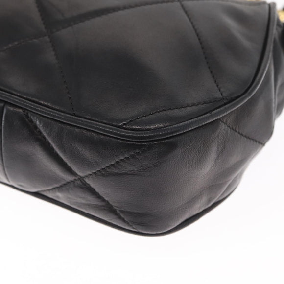 CHANEL Chain Matelasse Shoulder Bag Lamb Skin Black Gold CC Auth 158859V