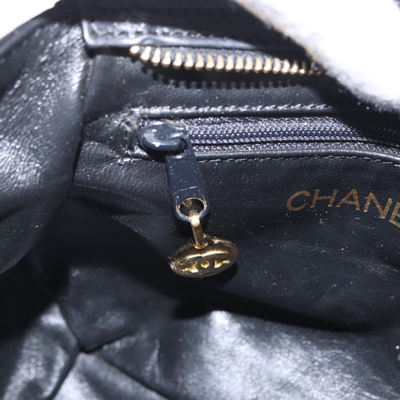 CHANEL Chain Matelasse Shoulder Bag Lamb Skin Black Gold CC Auth 158859V