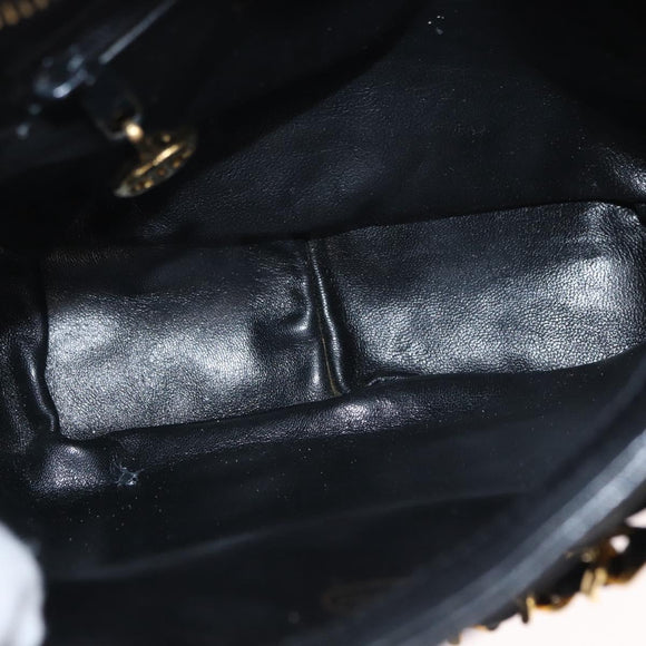 CHANEL Chain Matelasse Shoulder Bag Lamb Skin Black Gold CC Auth 158859V