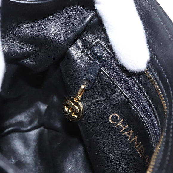 CHANEL Chain Matelasse Shoulder Bag Lamb Skin Black Gold CC Auth 158859V