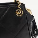 CHANEL Chain Matelasse Shoulder Bag Lamb Skin Black Gold CC Auth 158859V-3