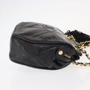 CHANEL Chain Matelasse Shoulder Bag Lamb Skin Black Gold CC Auth 158859V-4