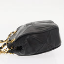 CHANEL Chain Matelasse Shoulder Bag Lamb Skin Black Gold CC Auth 158859V-5