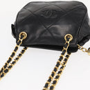 CHANEL Chain Matelasse Shoulder Bag Lamb Skin Black Gold CC Auth 158859V-7