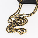 CHANEL Chain Matelasse Shoulder Bag Lamb Skin Black Gold CC Auth 158859V-8