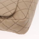 CHANEL Matelasse Chain Shoulder Bag Leather Beige CC Auth 158860-10