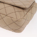 CHANEL Matelasse Chain Shoulder Bag Leather Beige CC Auth 158860-11