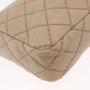CHANEL Matelasse Chain Shoulder Bag Leather Beige CC Auth 158860-12