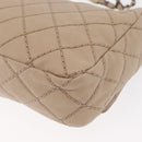 CHANEL Matelasse Chain Shoulder Bag Leather Beige CC Auth 158860-13