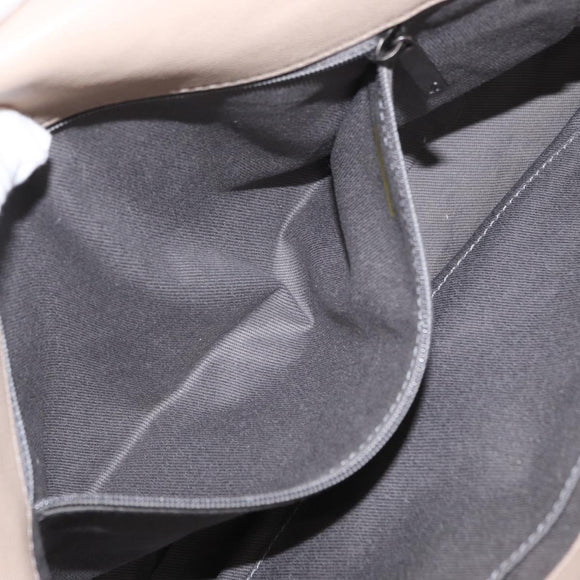 CHANEL Matelasse Chain Shoulder Bag Leather Beige CC Auth 158860