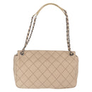 CHANEL Matelasse Chain Shoulder Bag Leather Beige CC Auth 158860-3