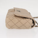 CHANEL Matelasse Chain Shoulder Bag Leather Beige CC Auth 158860-4