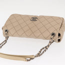 CHANEL Matelasse Chain Shoulder Bag Leather Beige CC Auth 158860-6