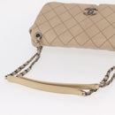 CHANEL Matelasse Chain Shoulder Bag Leather Beige CC Auth 158860-7