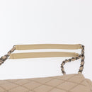 CHANEL Matelasse Chain Shoulder Bag Leather Beige CC Auth 158860-8