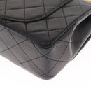 CHANEL Chain Double Flap Matelasse 23 Bag Lamb Skin Black Gold CC Auth 158862SM-18