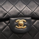 CHANEL Chain Double Flap Matelasse 23 Bag Lamb Skin Black Gold CC Auth 158862SM-19