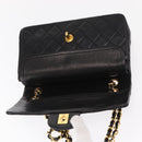 CHANEL Chain Double Flap Matelasse 23 Bag Lamb Skin Black Gold CC Auth 158862SM-20
