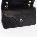 CHANEL Chain Double Flap Matelasse 23 Bag Lamb Skin Black Gold CC Auth 158862SM-22