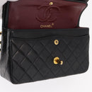 CHANEL Chain Double Flap Matelasse 23 Bag Lamb Skin Black Gold CC Auth 158862SM-25