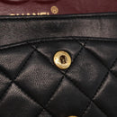 CHANEL Chain Double Flap Matelasse 23 Bag Lamb Skin Black Gold CC Auth 158862SM-26