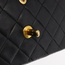 CHANEL Chain Double Flap Matelasse 23 Bag Lamb Skin Black Gold CC Auth 158862SM-27