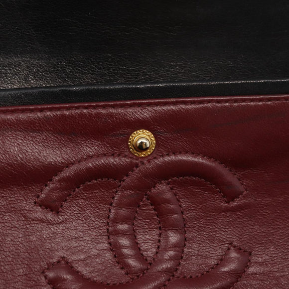 CHANEL Chain Double Flap Matelasse 23 Bag Lamb Skin Black Gold CC Auth 158862SM