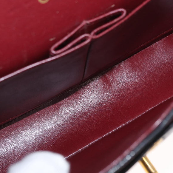 CHANEL Chain Double Flap Matelasse 23 Bag Lamb Skin Black Gold CC Auth 158862SM